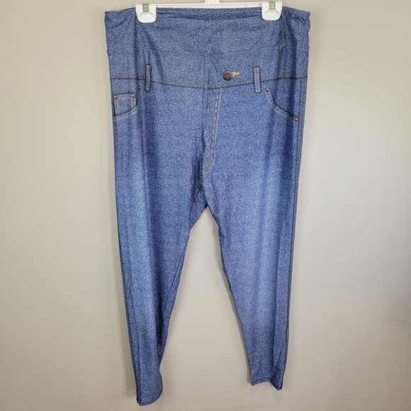 Dren Designs Faux‎ Denim Polyester Spandex Ankle Leggings Extended Plus Size - Picture 1 of 6